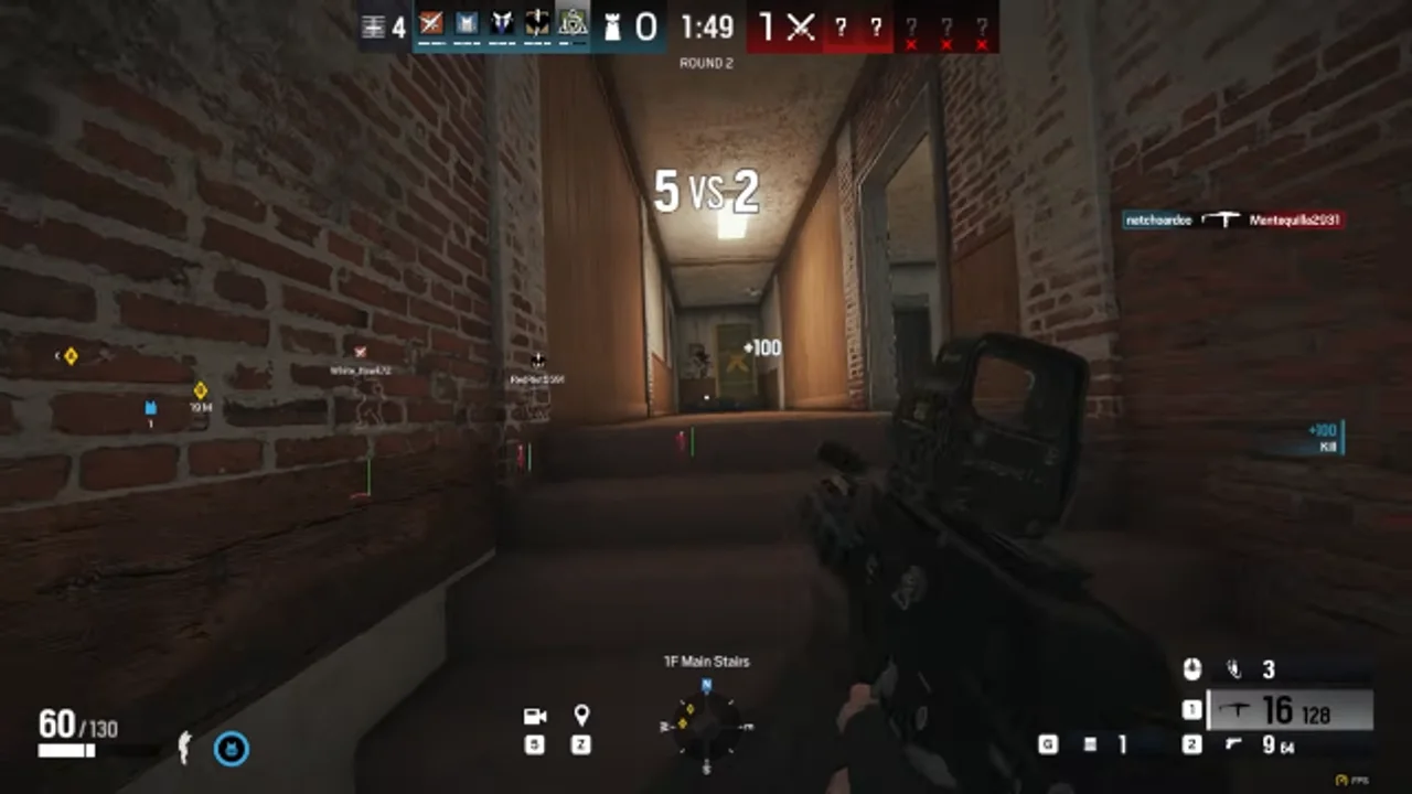 R6 ESP with name tags Rainbow Six Siege cheats ESP with operator names on main stairs on PC